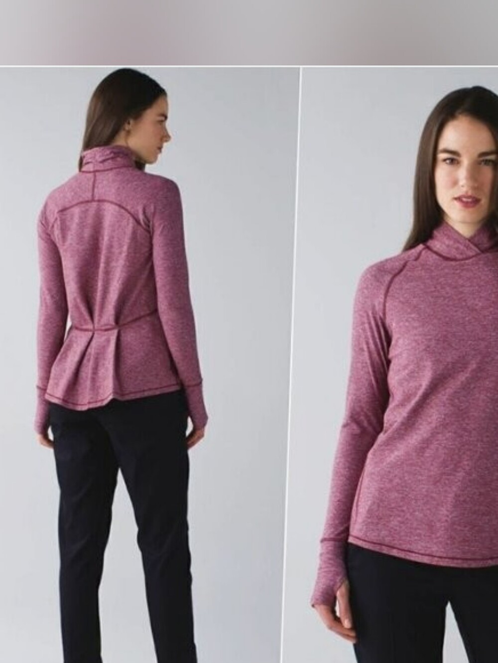 Lululemon Warm Your Core Long Sleeve Heathered Bordeoux Size 6